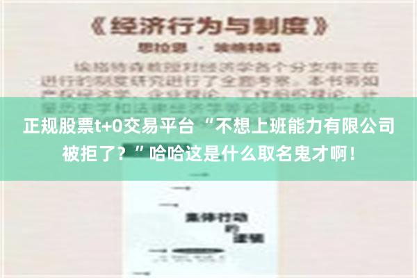 正规股票t+0交易平台 “不想上班能力有限公司被拒了？”哈哈这是什么取名鬼才啊！