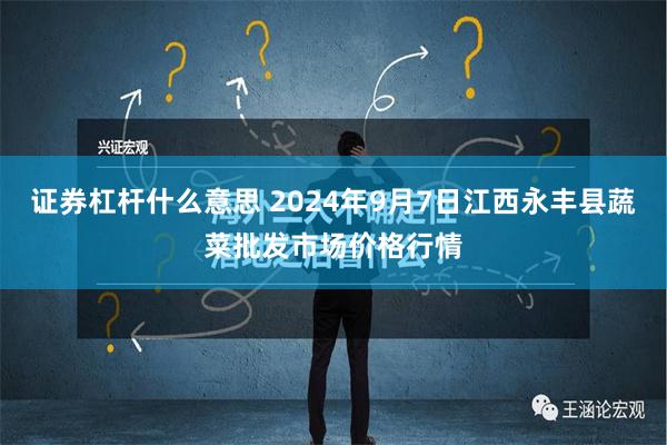 证券杠杆什么意思 2024年9月7日江西永丰县蔬菜批发市场价格行情