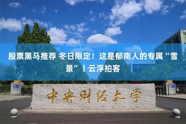 股票黑马推荐 冬日限定！这是郁南人的专属“雪景”丨云浮拍客